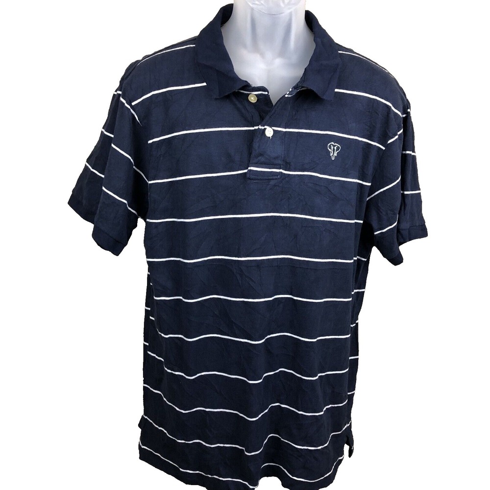 Ditch Plains polo shirt mens L blue white striped‎ 100% Cotton Golf Dadcore